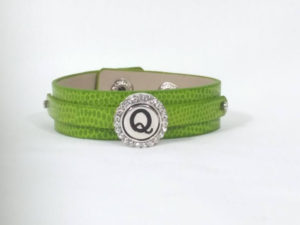 Green Leather Snap Bracelet