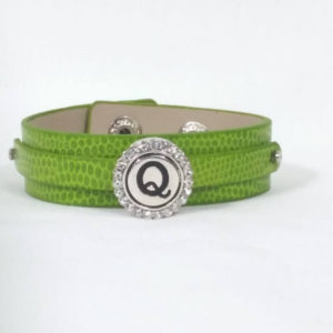 Green Leather Snap Bracelet