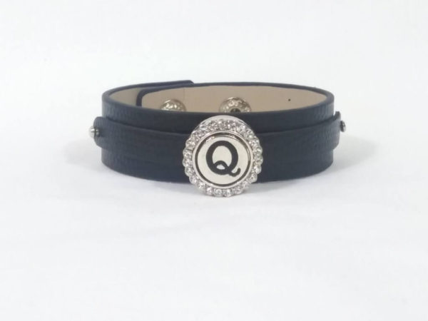 Black Leather Snap Bracelet