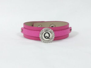 Dark Pink Leather Snap Bracelet