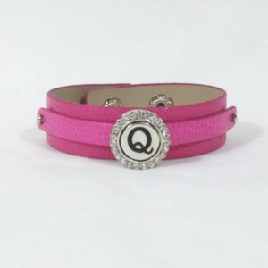 Dark Pink Leather Snap Bracelet