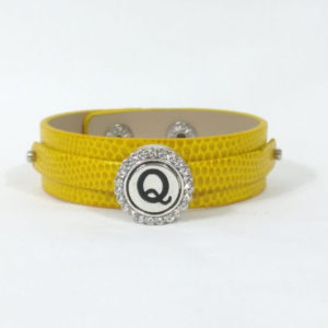 Yellow Leather Snap Bracelet