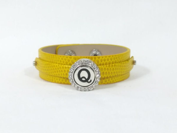 Yellow Leather Snap Bracelet