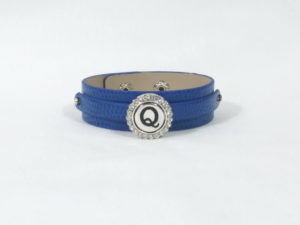 Blue Leather Snap Bracelet