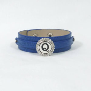 Blue Leather Snap Bracelet