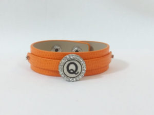 Orange Leather Snap Bracelet