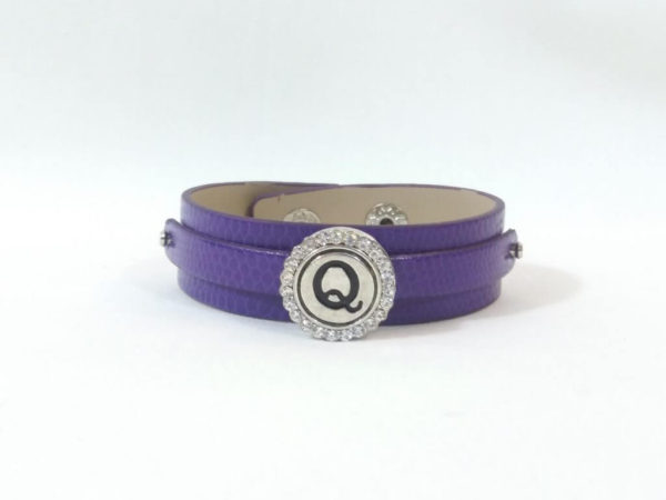 Purple Leather Snap Bracelet