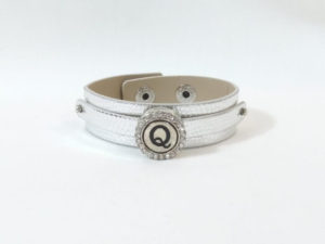 Silver Leather Snap Bracelet