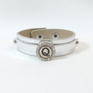 Silver Leather Snap Bracelet