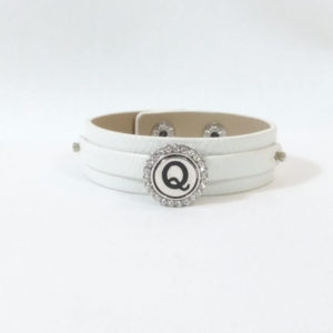 White Leather Snap Bracelet