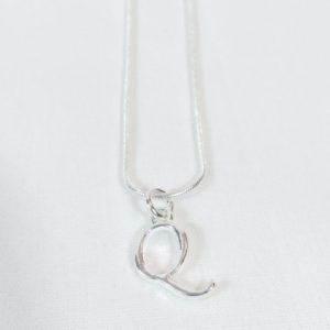 Shiny Silver Q Charm Necklace