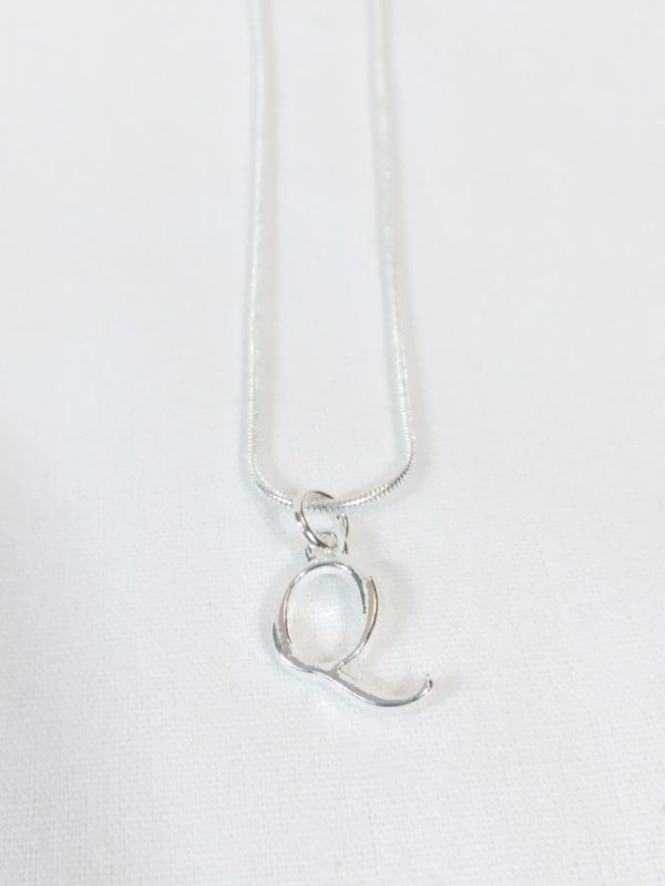 Shiny Silver Q Charm Necklace