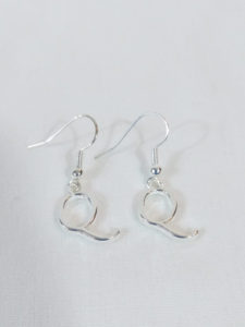 Shiny Silver Q Charm Earrings