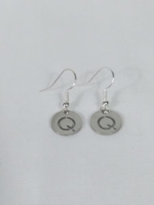 Stamped Q Charm Earrings