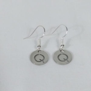 Stamped Q Charm Earrings