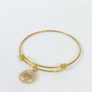 Micropave Letter Q Golden Bangle