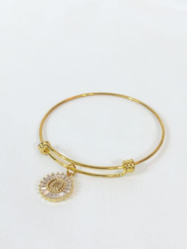 Micropave Letter Q Golden Bangle