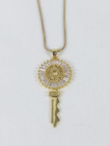 Micropave Golden Key Pendant