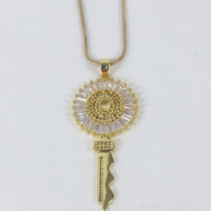 Micropave Golden Key Pendant