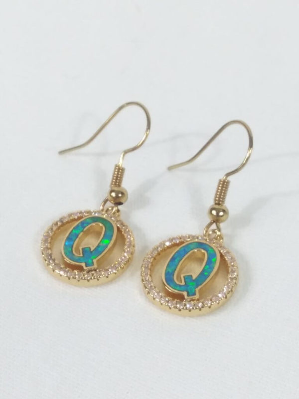 Blue Opal Golden Earrings (Synthetic)