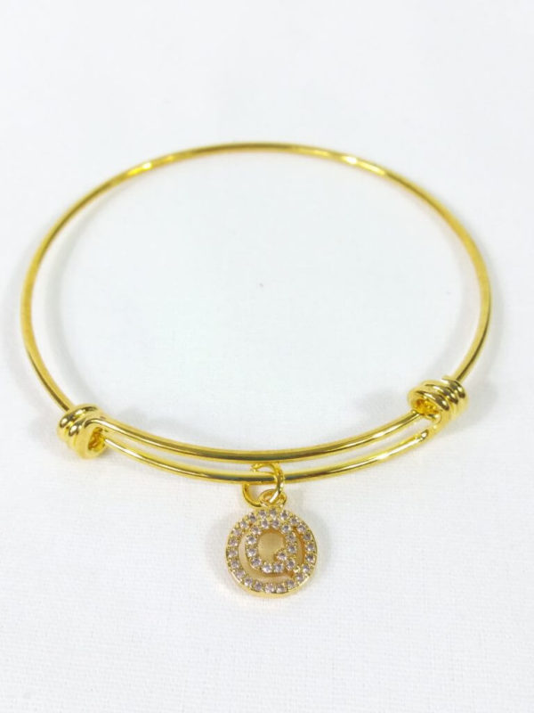 Clear Golden Letter Q Bangle