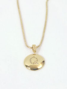 Flat Round Golden Letter Q Pendant