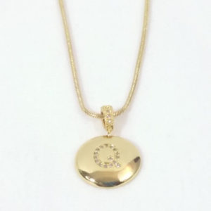 Flat Round Golden Letter Q Pendant