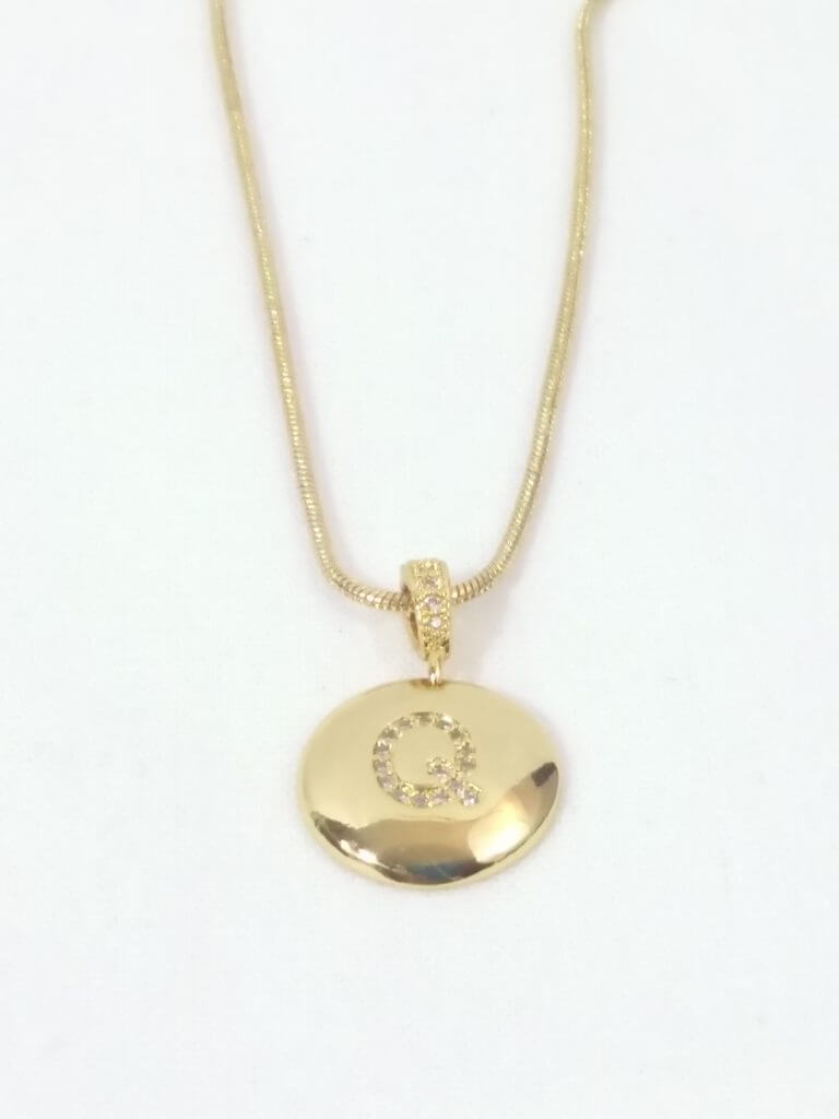Flat Round Golden Letter Q Pendant – Q-Anon Jewelry
