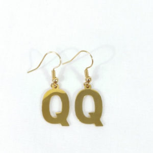 Golden Letter Q Pendant Earrings