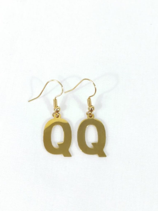 Golden Letter Q Pendant Earrings