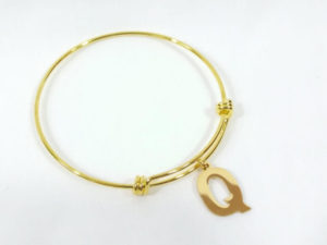 Golden Letter Q Pendant Bangle