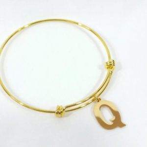 Golden Letter Q Pendant Bangle