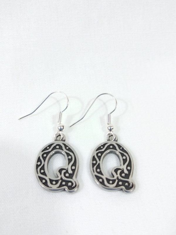 Silver and Black Q Designed Earrings