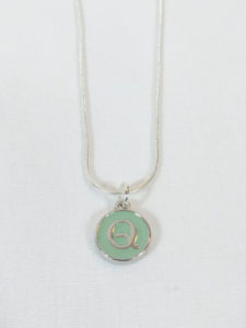 Light Green Enamel Letter Q Pendant