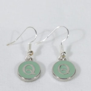 Light Green Enamel Letter Q Earrings