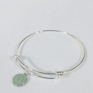 Light Green Enamel Letter Q Bangle