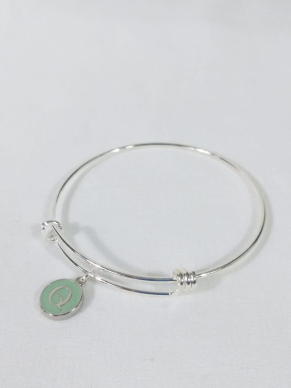 Light Green Enamel Letter Q Bangle