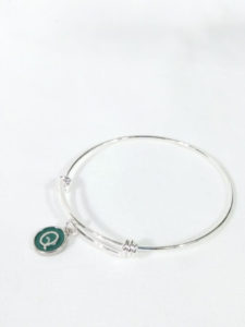 Dark Green Enamel Letter Q Bangle