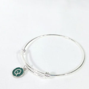 Dark Green Enamel Letter Q Bangle