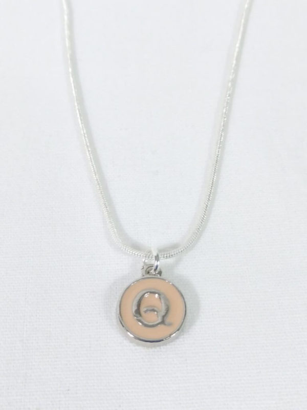 Light Pink/Peach Enamel Letter Q Pendant