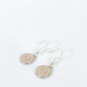 Light Pink/Peach Enamel Letter Q Earrings