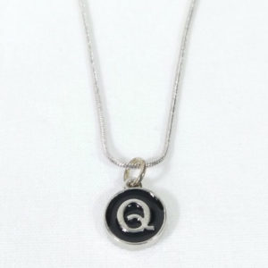 Black Enamel Letter Q Pendant