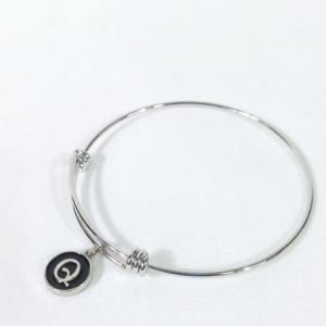 Black Enamel Letter Q Bangle