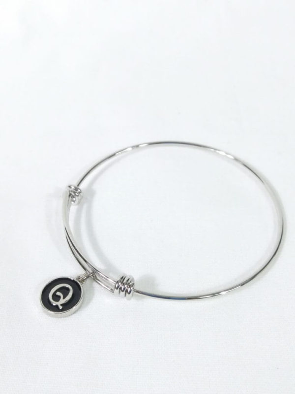 Black Enamel Letter Q Bangle