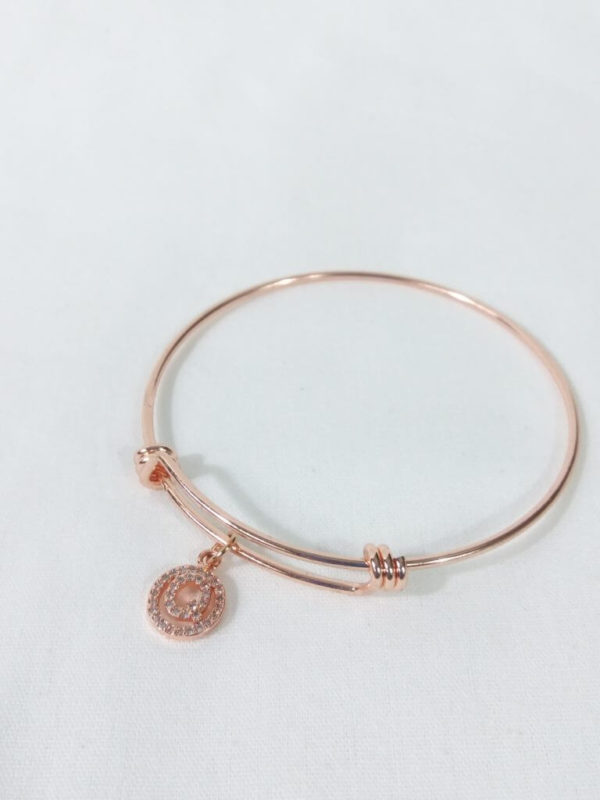 Small Rose Gold Letter Q Bangle