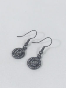 Small Gunmetal Letter Q Earrings