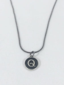 Black Enamel Letter Q Pendant