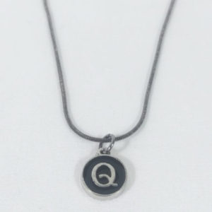 Black Enamel Letter Q Pendant