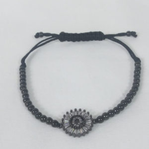 Adjustable Beaded Gunmetal Bracelet