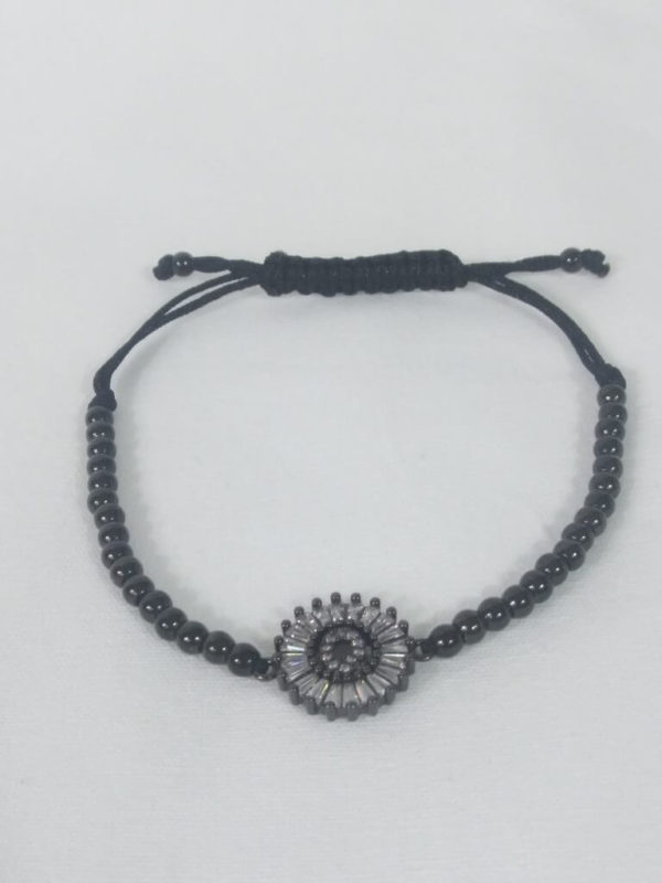 Adjustable Beaded Gunmetal Bracelet